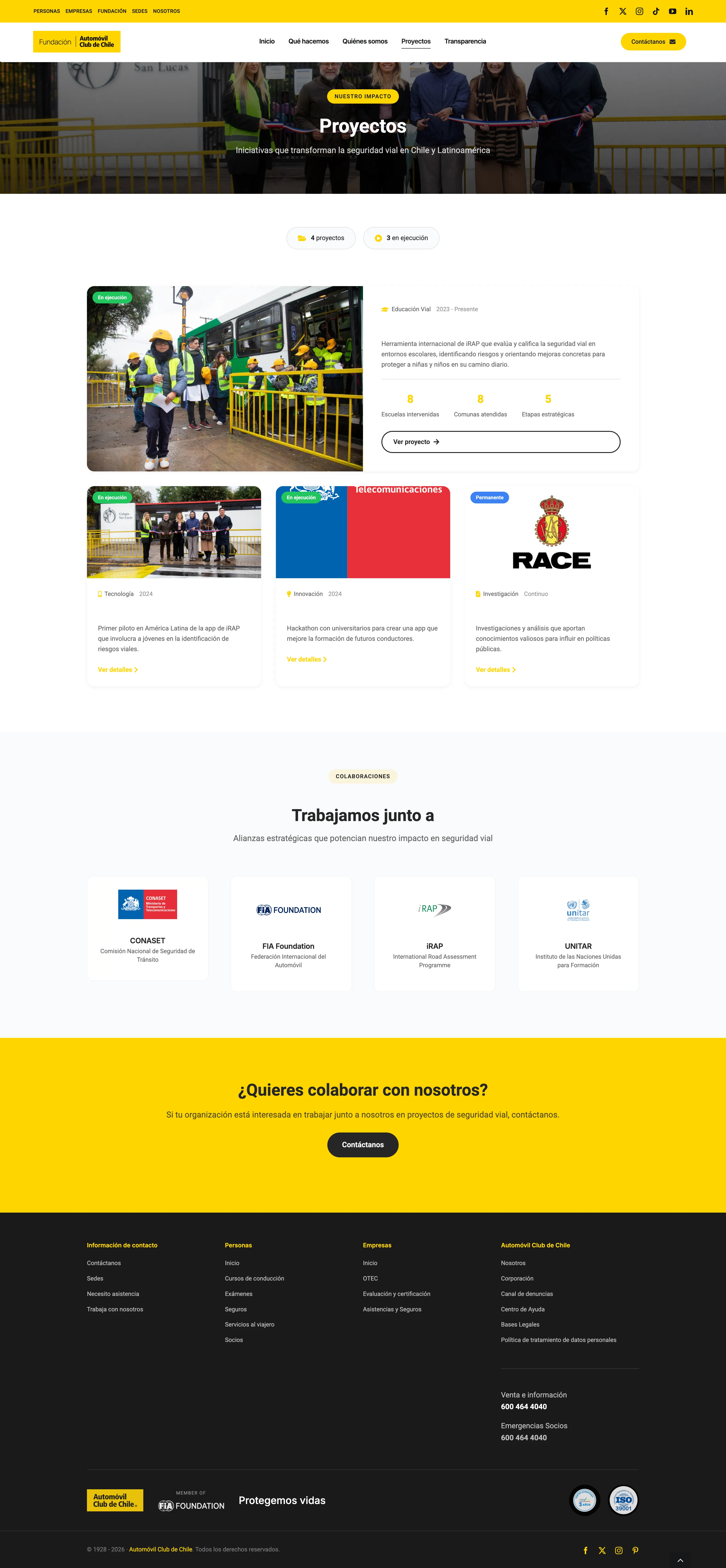 Sección Proyectos de la Fundación — listado de programas