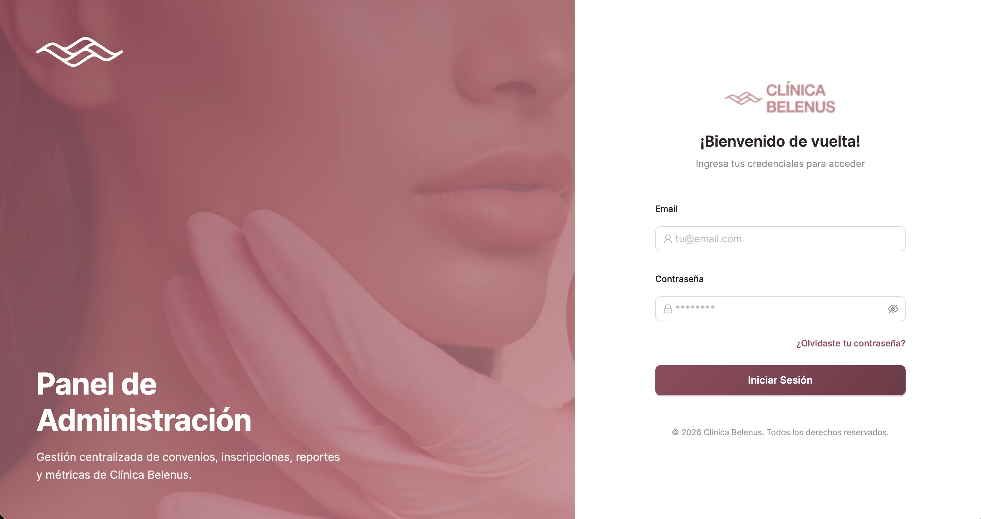 Login del Panel de Administración de Clínica Belenus