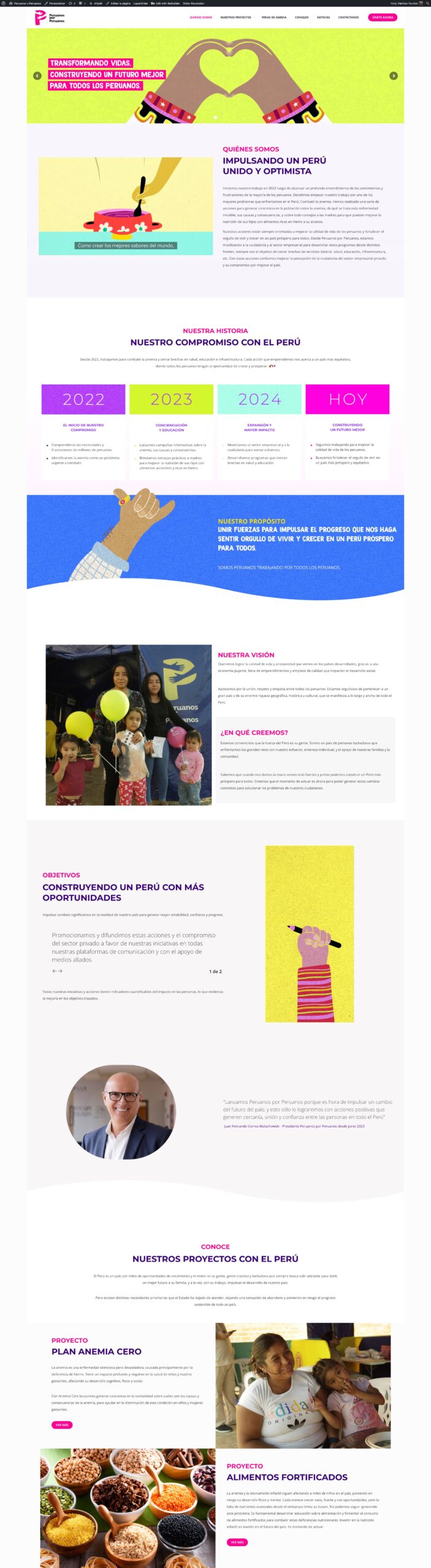 Vista completa del sitio Peruanosxperuanos.pe